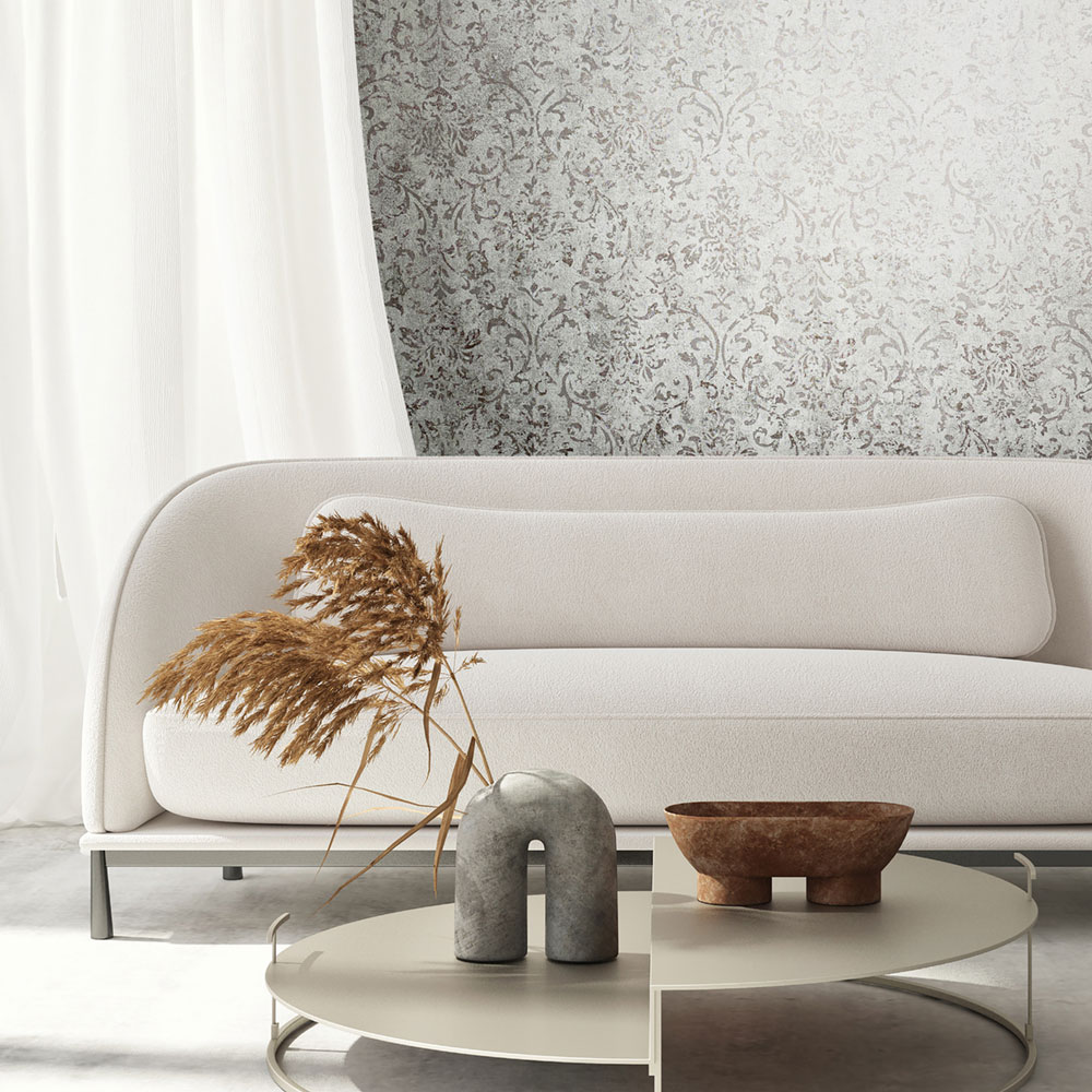 Tapeta, sivo-strieborná, zámocký vintage vzor, 34294, City Glow, Marburg