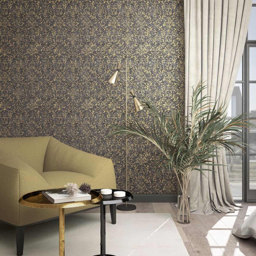 Tapeta, čierno-zlatá, zámocký vintage vzor, 34297, City Glow, Marburg