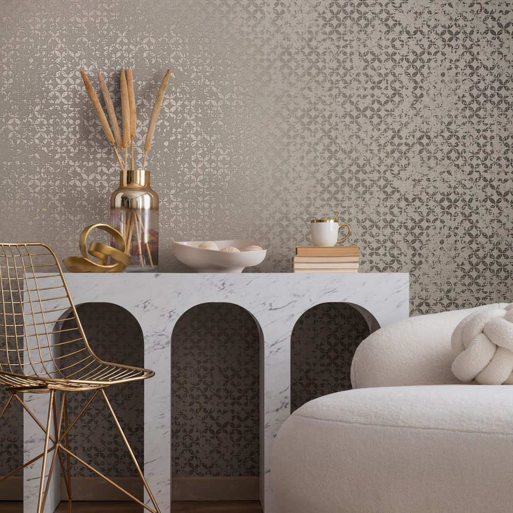 Tapeta, šedo-strieborná, geometrický vintage vzor, 35118, City Romance, Marburg