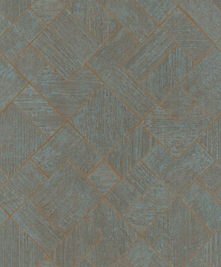 Tapeta, modrá, medená, geometrický vzor, 35512, Ritus, Marburg