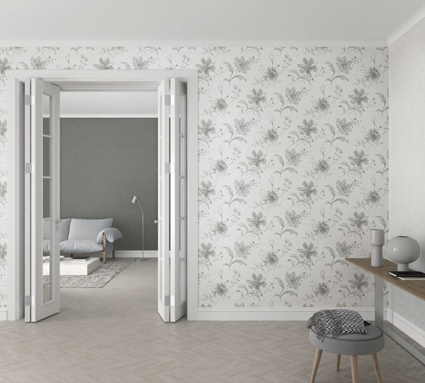 Tapeta, sivo-čierna, kvety, 32456, Shades, Marburg