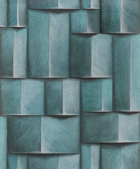 Grafická tapeta na stenu, tyrkysová, 3D efekt, 35389, Timber, Marburg