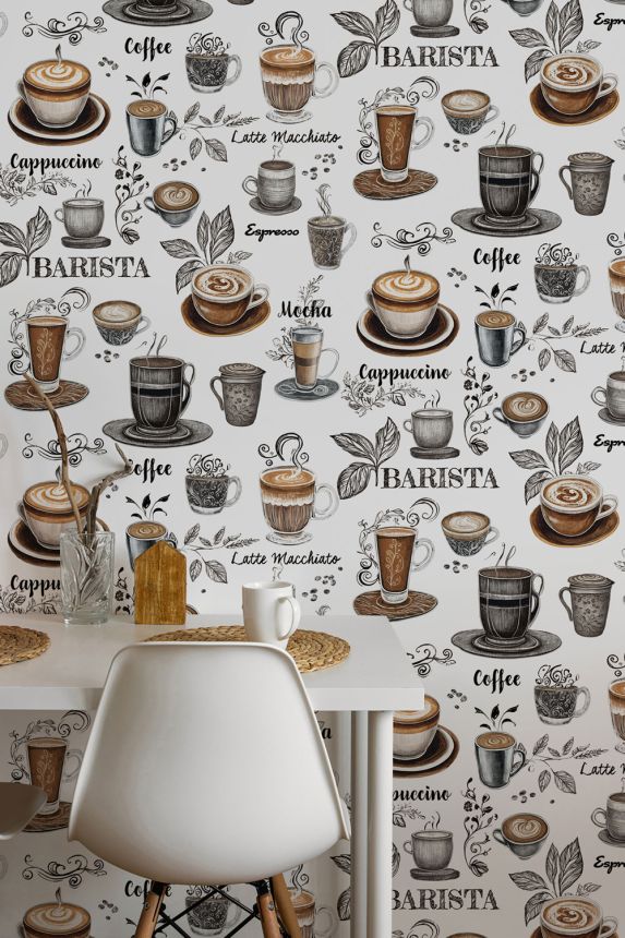 Tapeta, biela, káva, 89043, Naomi, Novamur