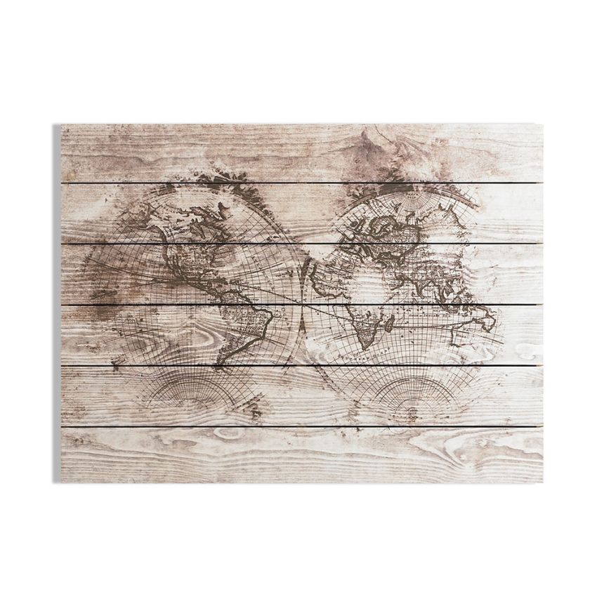 Picture - printing on wood 105391, Wood World Map, World Map, Wall Art, Graham & Brown