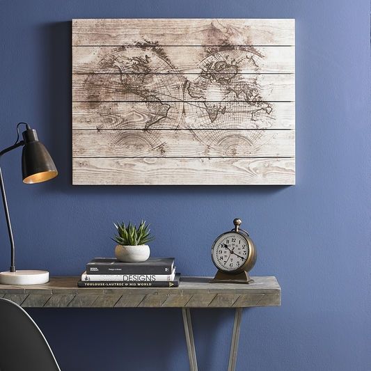 Picture - printing on wood 105391, Wood World Map, World Map, Wall Art, Graham & Brown