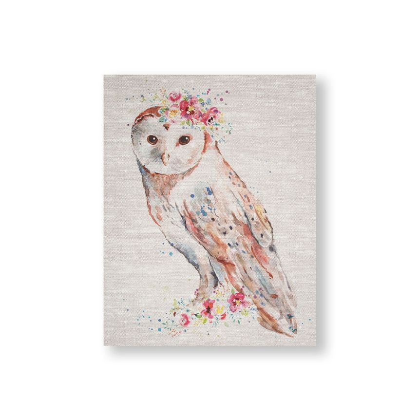 Bezrámový obraz 105388, Watercolour Floral Owl, Sova, Wall Art