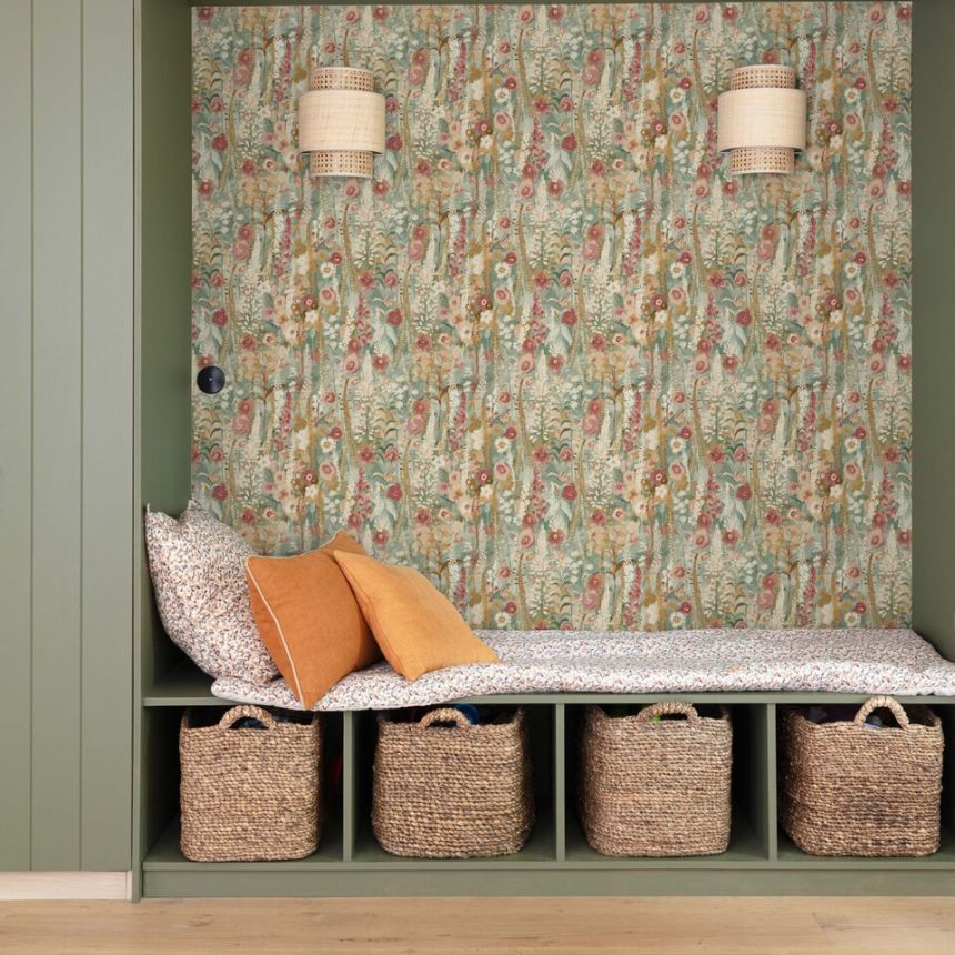 Tapeta, zelená, kvety, A74603, Inia, Grandeco