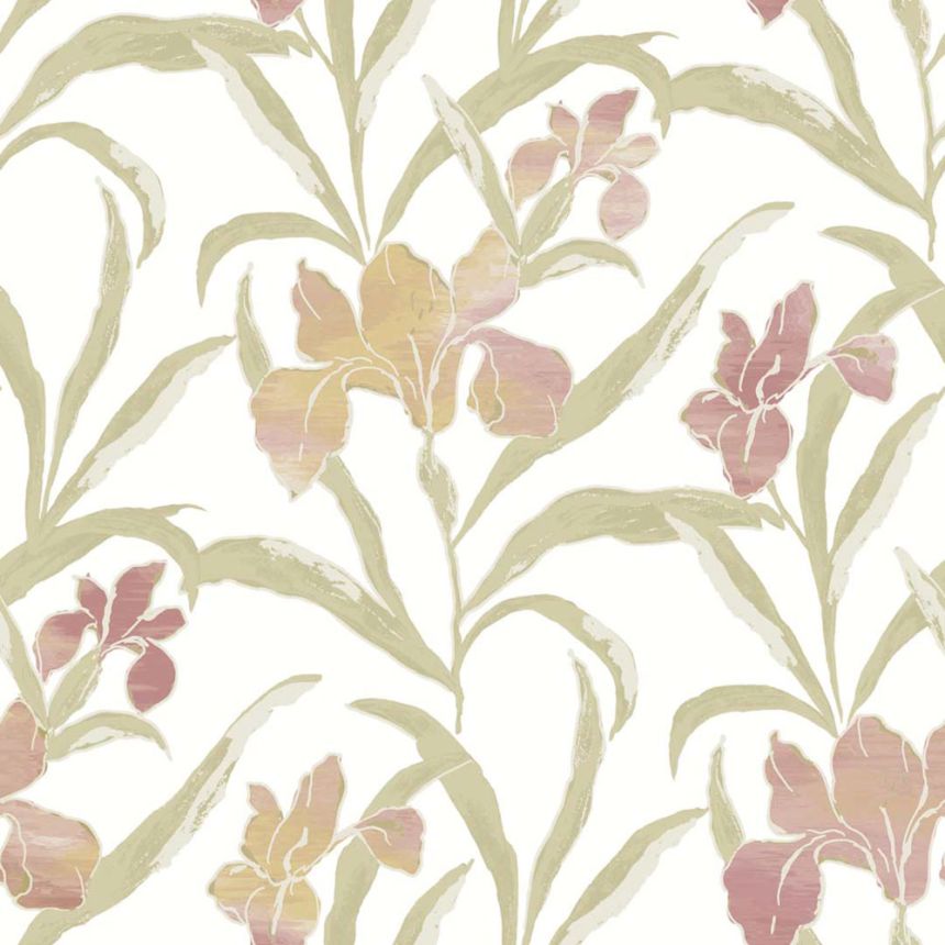 Tapeta, ružovo-zelená, kvety, 2021, Rio, Parato by Cristiana Masi