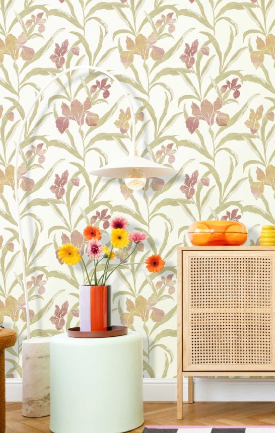 Tapeta, ružovo-zelená, kvety, 2021, Rio, Parato by Cristiana Masi