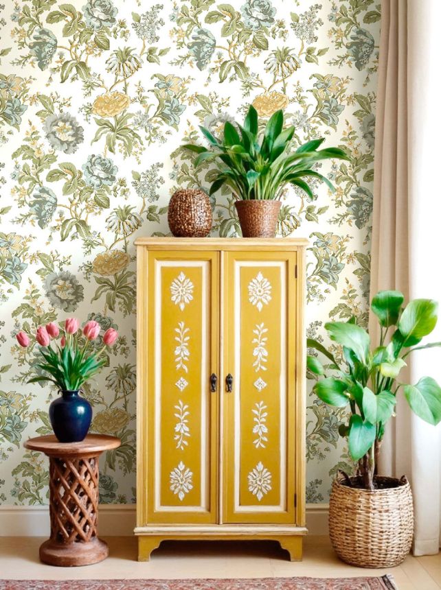 Tapeta, zeleno-modrá, kvety, 8305, Blooming Garden 2, Parato by Cristiana Masi