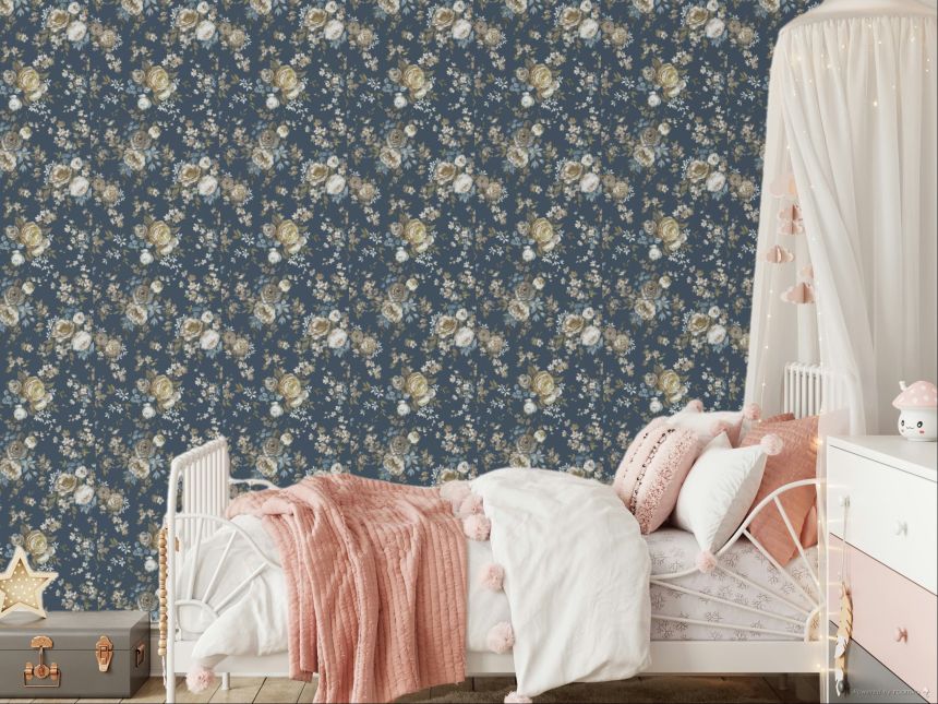 Tapeta, modrá, kvety, 8313, Blooming Garden 2, Parato by Cristiana Masi