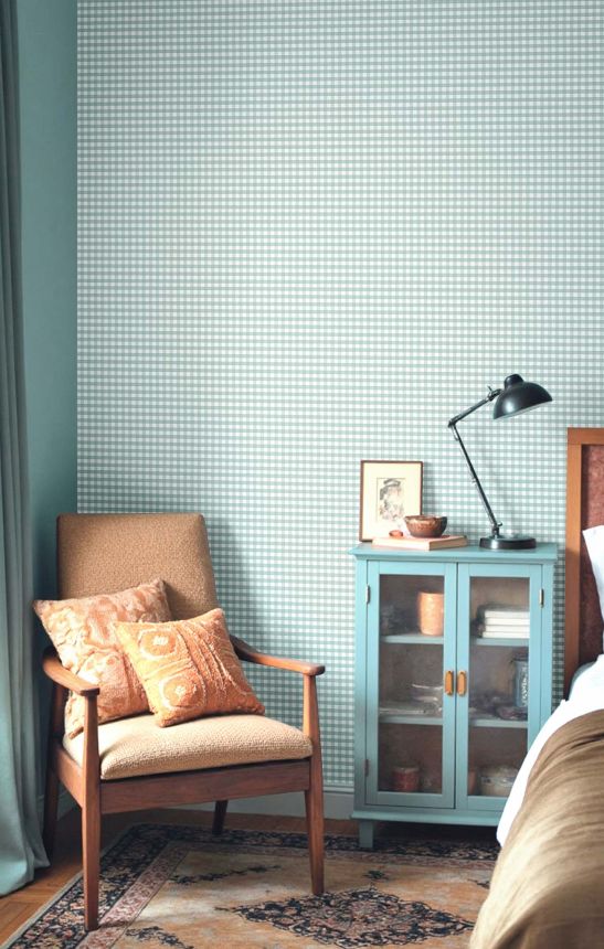 Tapeta, tyrkysová, imitácia látky, 8392, Blooming Garden 2, Parato by Cristiana Masi