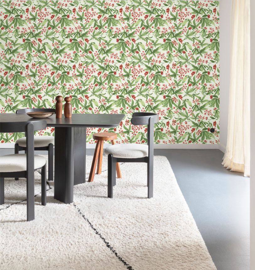 Tapeta, zelenoružová, rozkvitnuté vetvičky, A80401, Inia, Grandeco