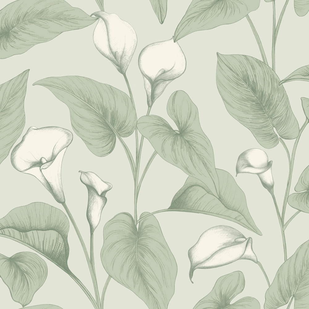 Tapeta, zelená, kvety, listy, A83601, Inia, Grandeco