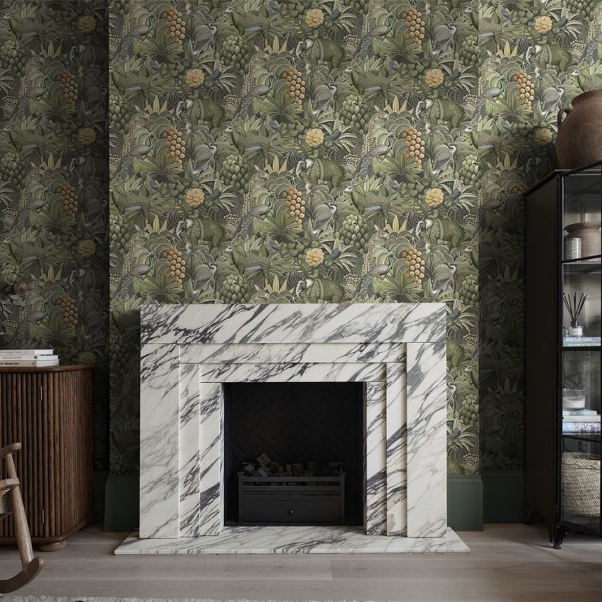 Tapeta, zelená, džungľa, zvieratá, 142316, Jaipur, Graham Brown Premium