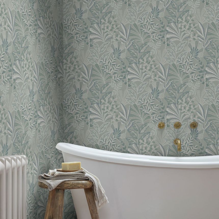 Tapeta, tyrkysová, listy, 142322, Jaipur, Graham Brown Premium