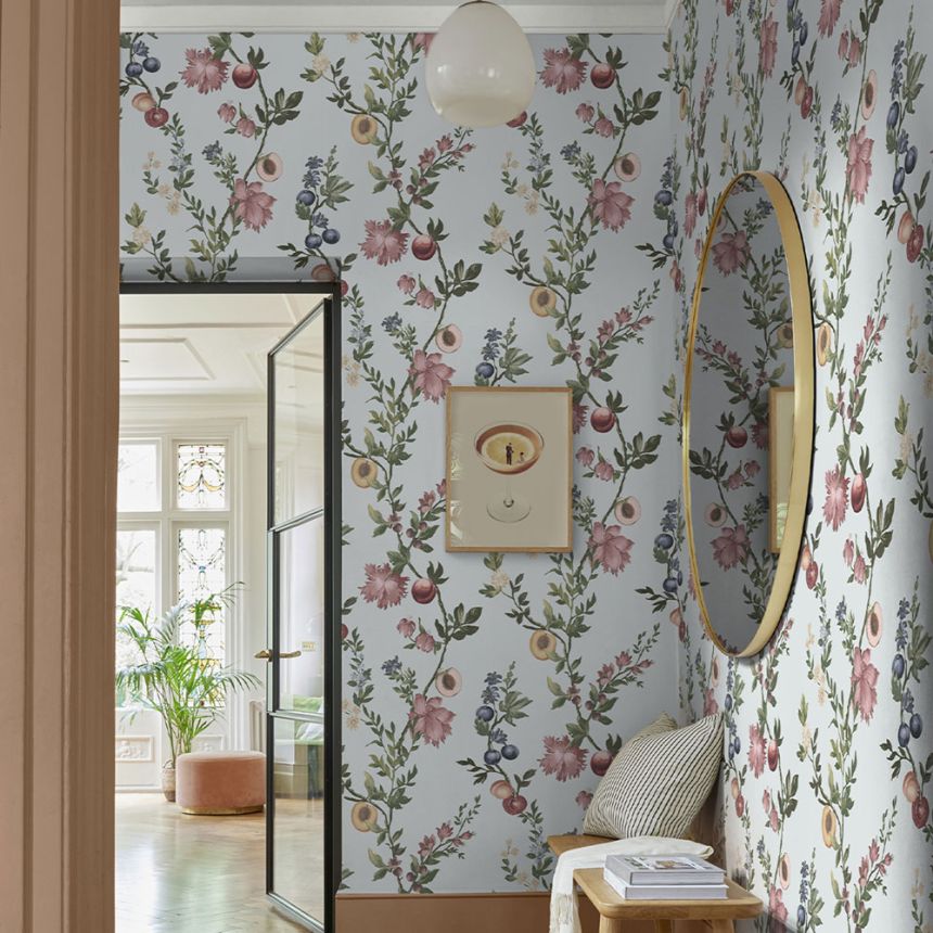 Tapeta, modrá, vetvičky, kvety, 142343, Allurium, Graham Brown Premium