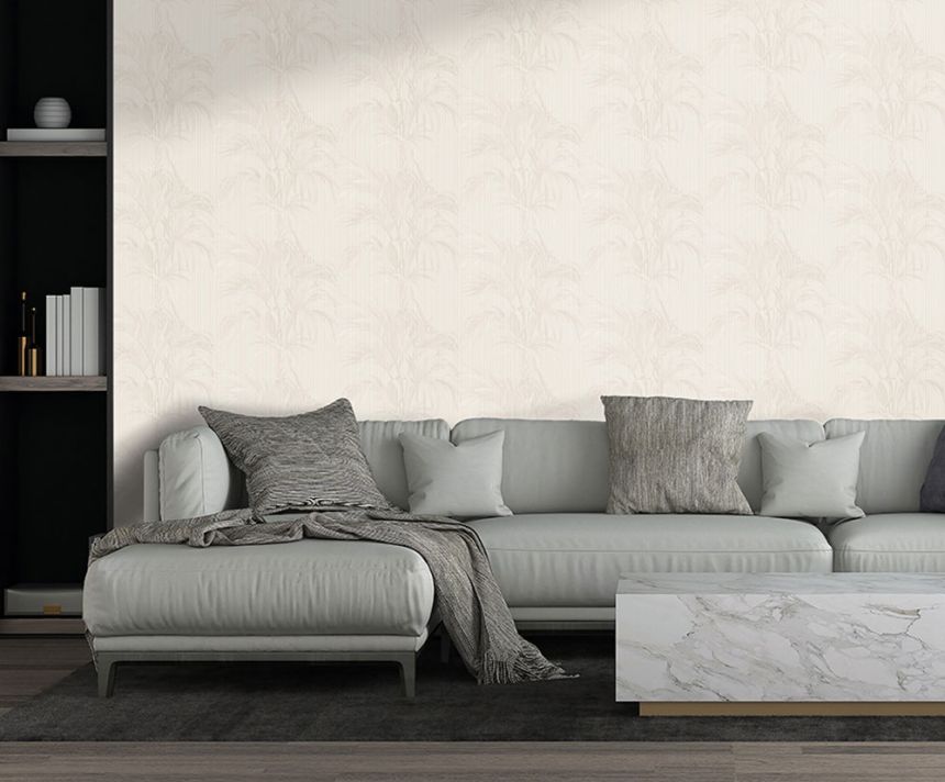 Tapeta, biela, pruhy, listy, Z81018, Philipp Plein 2, Zambaiti Parati