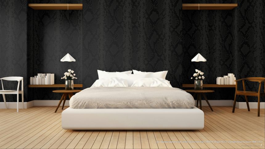 Tapeta, čierna, imitácia hadej kože, Z81034, Philipp Plein 2, Zambaiti Parati