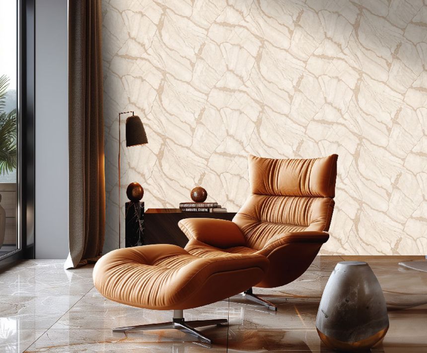 Tapeta, béžová, zlatá, imitácia mramoru, Z81040, Philipp Plein 2, Zambaiti Parati