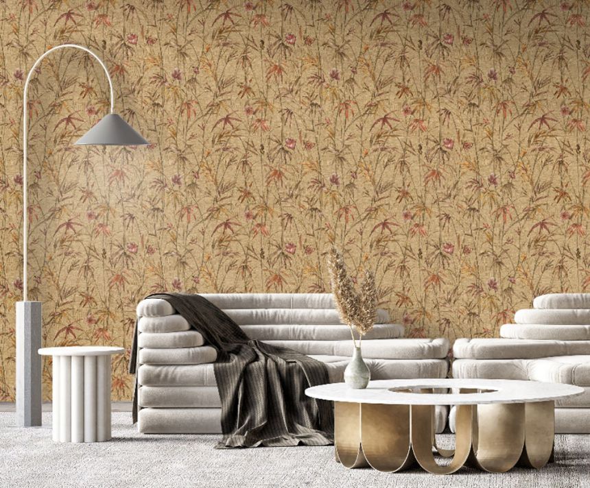 Tapeta, béžová, zelená, textília, rastliny, Z81044, Philipp Plein 2, Zambaiti Parati