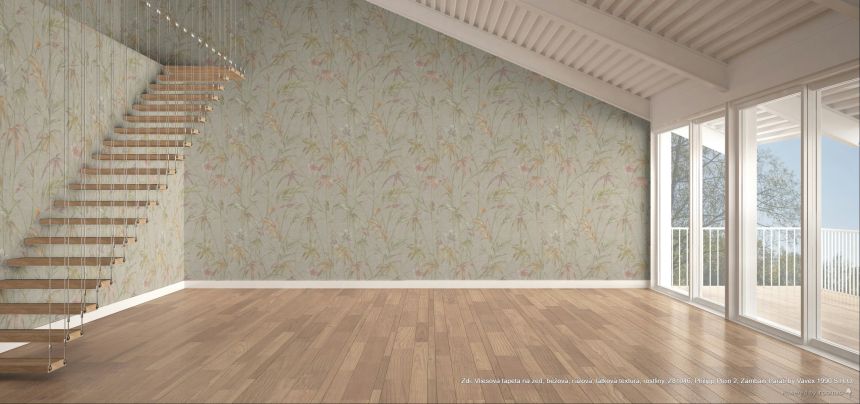 Tapeta, béžová, ružová, textília, rastliny, Z81046, Philipp Plein 2, Zambaiti Parati