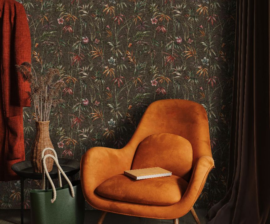 Tapeta, hnedá, zelená, textília, rastliny, Z81048, Philipp Plein 2, Zambaiti Parati