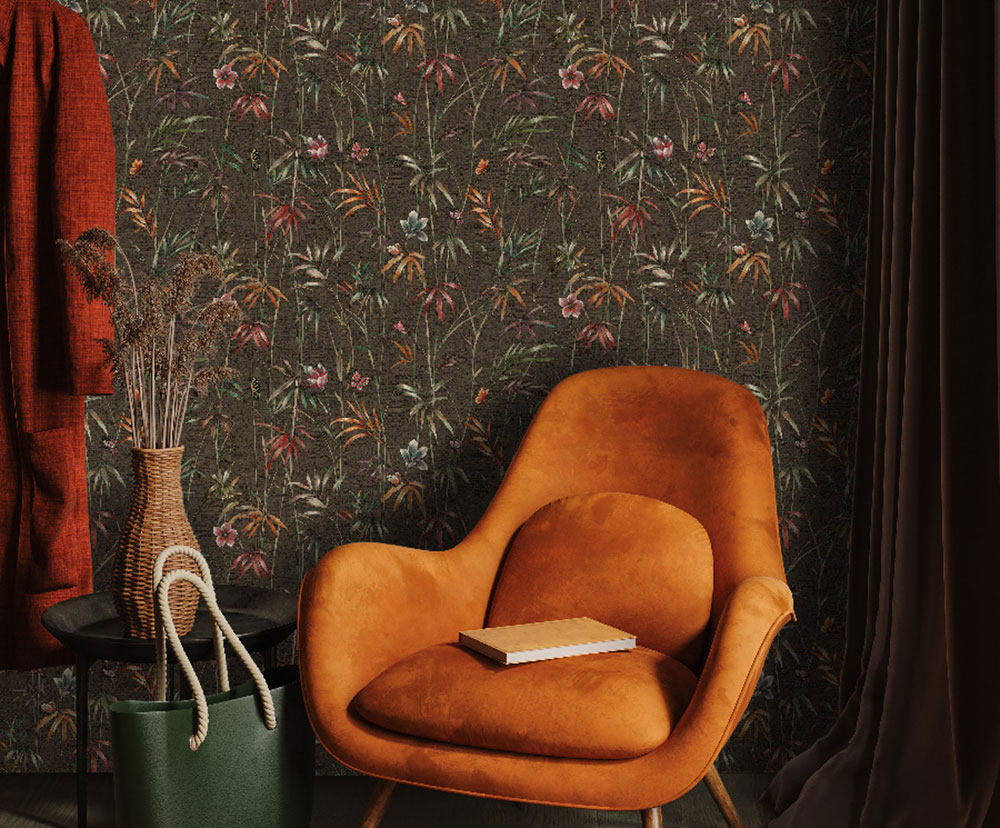 Tapeta, hnedá, zelená, textília, rastliny, Z81048, Philipp Plein 2, Zambaiti Parati