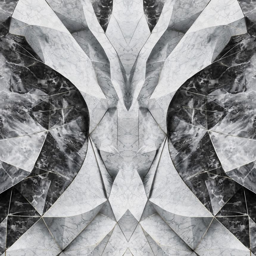 Obrazová tapeta, čierna, sivá, mramor, tvary, Z81068, 3x3 m, Philipp Plein 2, Zambaiti Parati