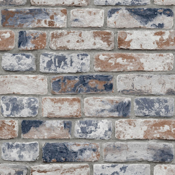 Papierová tapeta Tehly 108596, Distressed Brick Navy Red, Kids @ Home 6, Graham & Brown