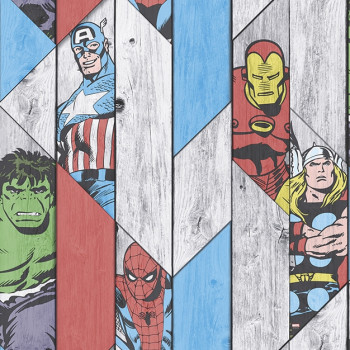 Papierová komiksová tapeta 102435, Marvel Wood Panel, Kids @ Home 6, Graham & Brown