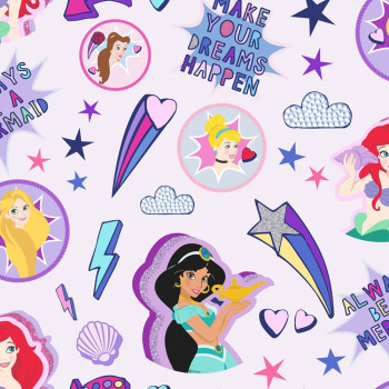 Detská papierová tapeta Disney Princezné, 108018, Princess Badges, Kids @ Home 6, Graham & Brown