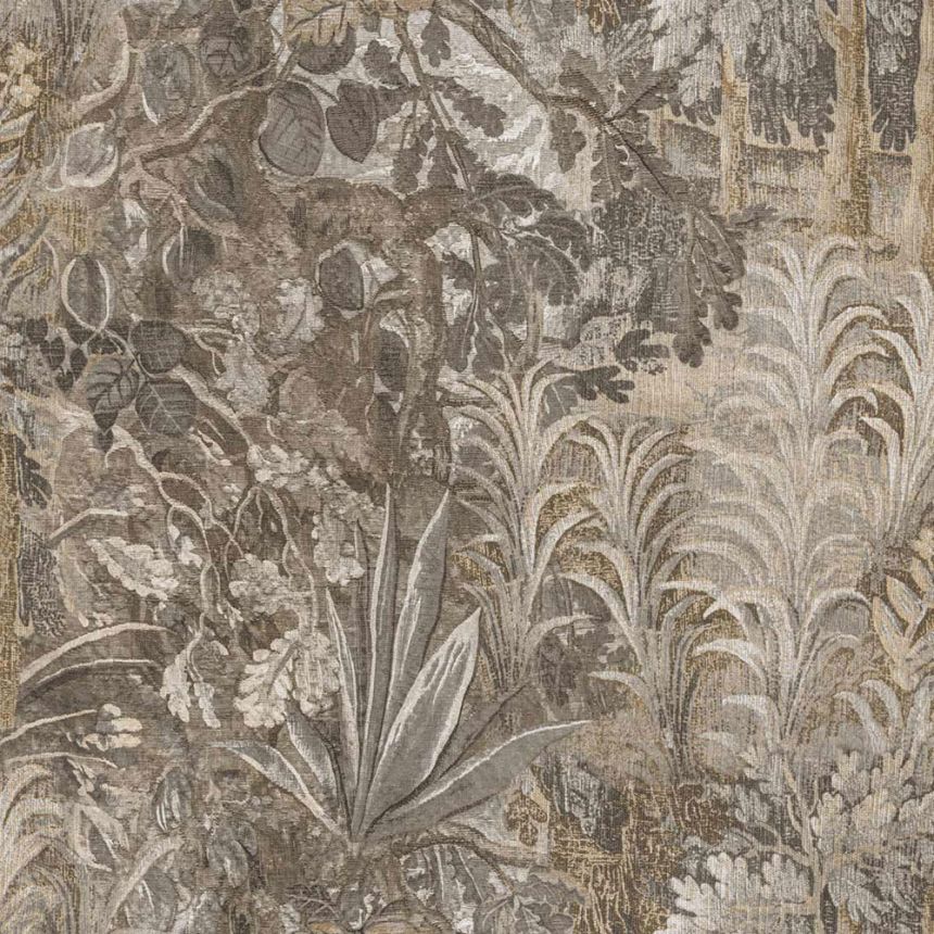Tapeta, sivá, čierna, rastliny, listy, 5821, Jaipur, Parato by Cristiana Masi