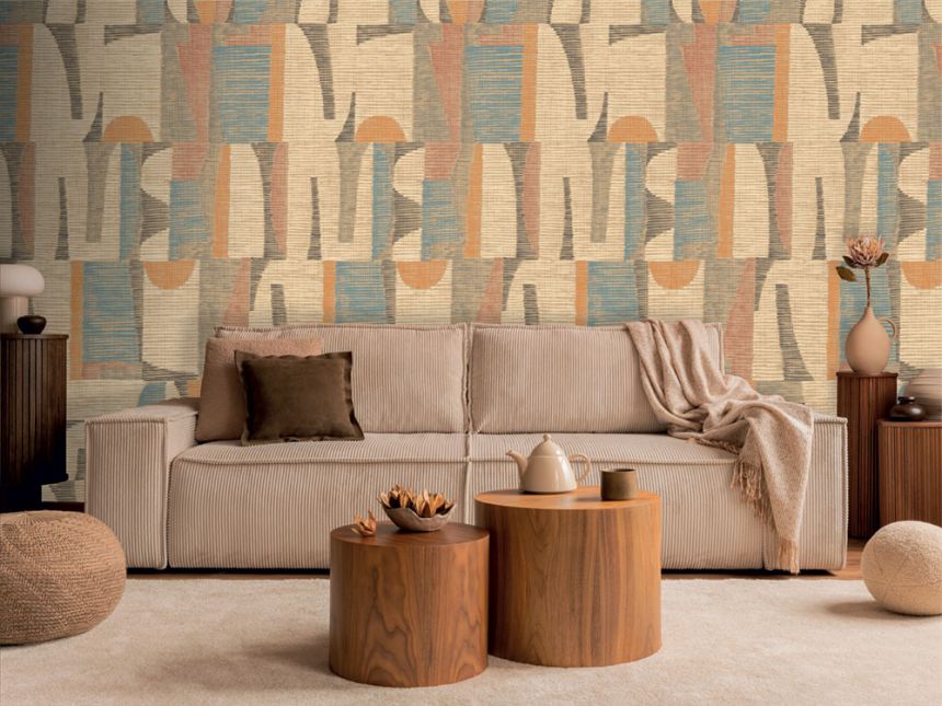 Geometrická obrazová tapeta, béžová, sivá, IMD28100, Imani, Decoprint