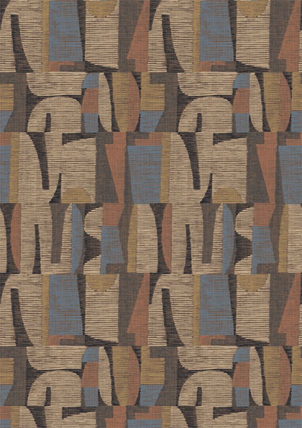 Geometrická obrazová tapeta, hnedá, červená, IMD28101, Imani, Decoprint
