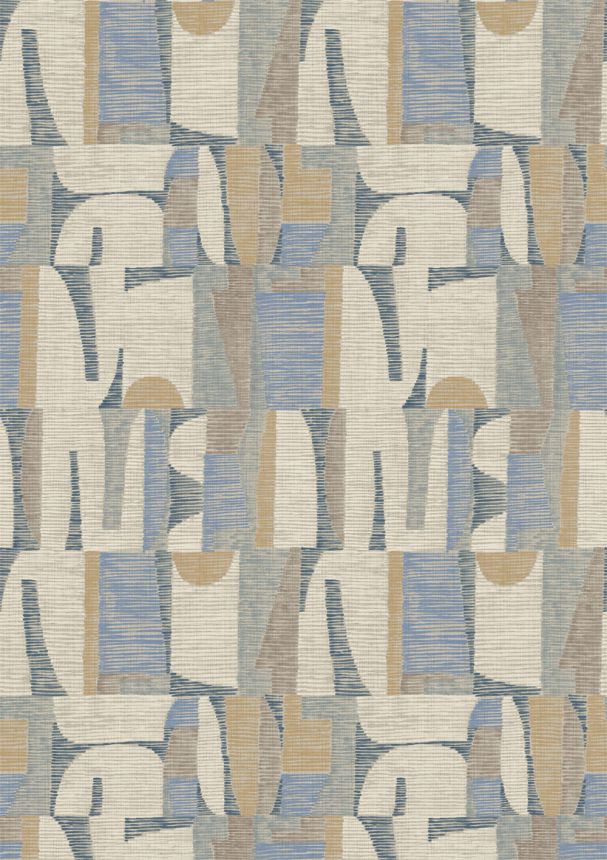Geometrická obrazová tapeta, béžová, modrá, IMD28102, Imani, Decoprint