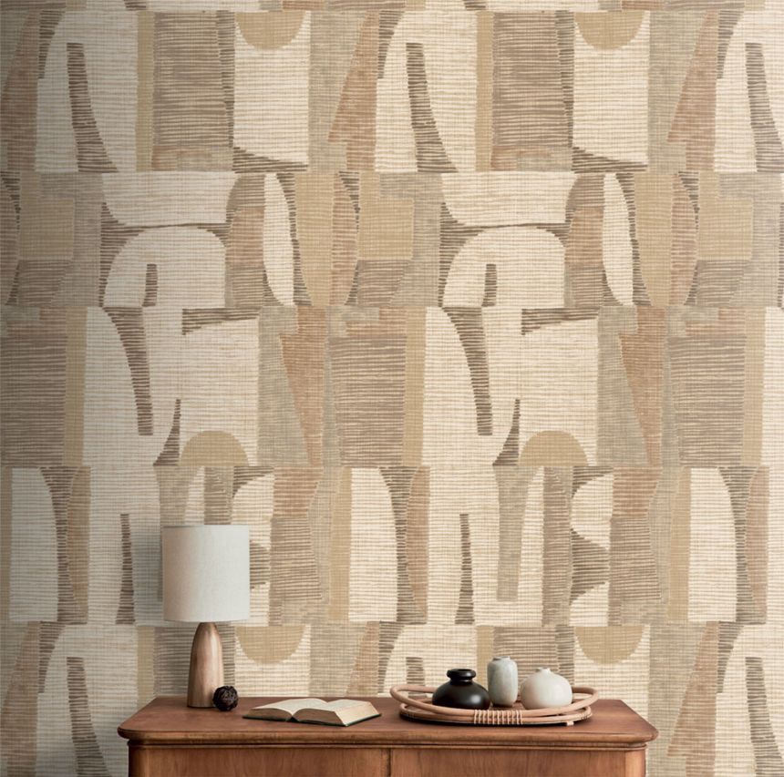 Geometrická obrazová tapeta, béžová, hnedá, IMD28103, Imani, Decoprint