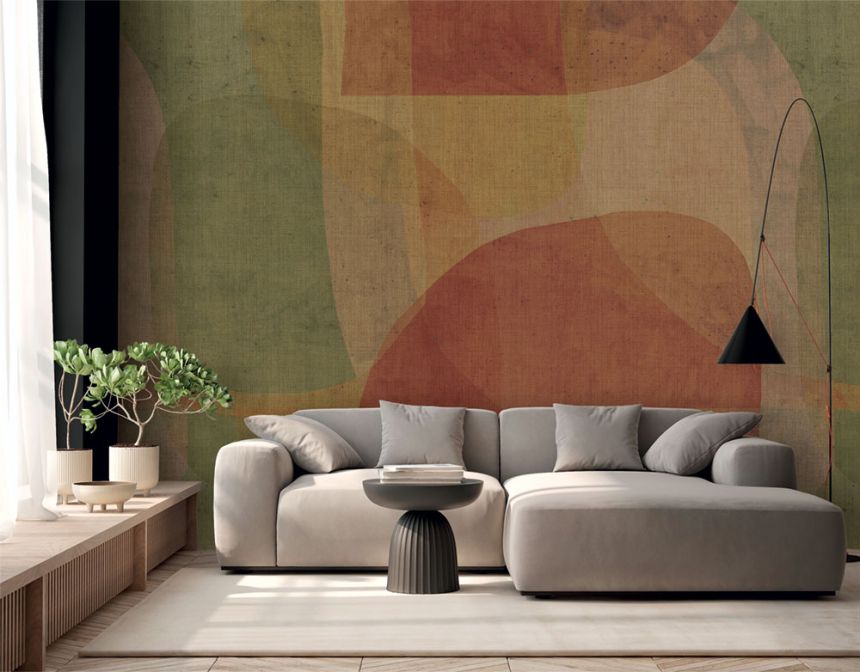 Geometrická obrazová tapeta, červená, zelená, IMD28130, Imani, Decoprint