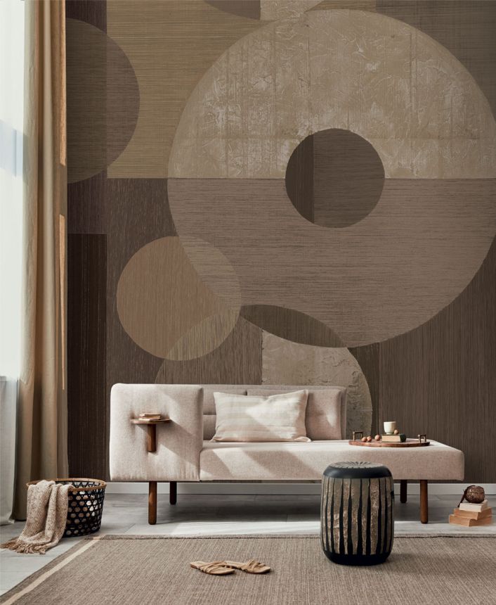 Geometrická obrazová tapeta, žltá, hnedá, IMD28140, Imani, Decoprint