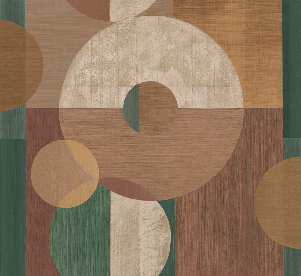 Geometrická obrazová tapeta, zelená, hnedá, IMD28141, Imani, Decoprint