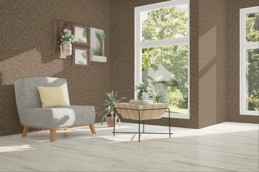 Tapeta, hnedá, červená, imitácia dreva, listy, TN29053, Terra Nova, Decoprint
