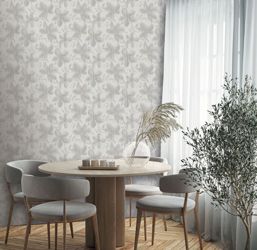 Tapeta, béžová, sivá, listy, TN29062, Terra Nova, Decoprint