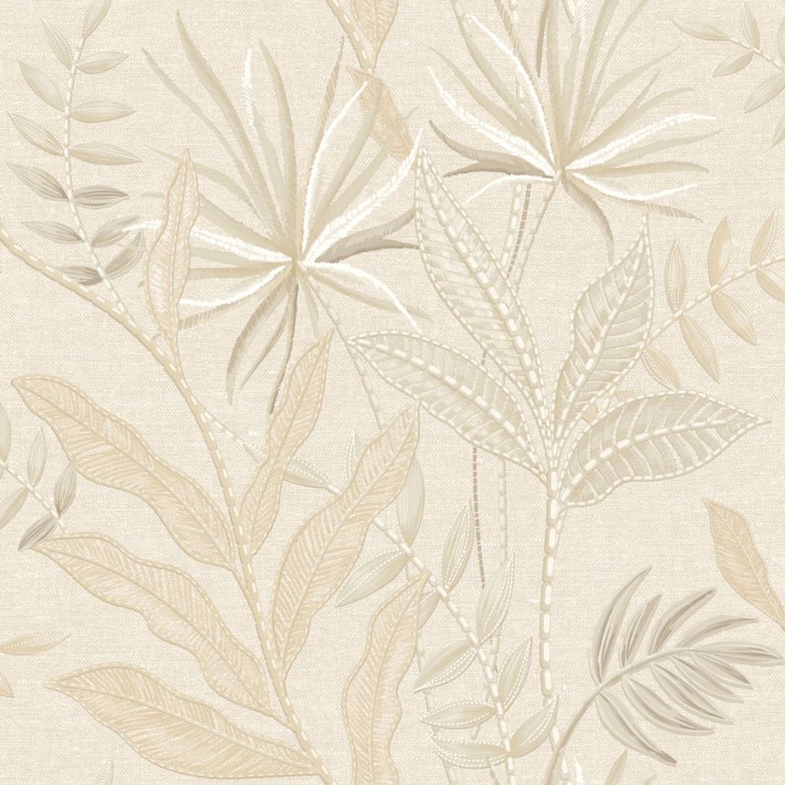 Tapeta, béžová, imitácia látky, listy, TN29080, Terra Nova, Decoprint