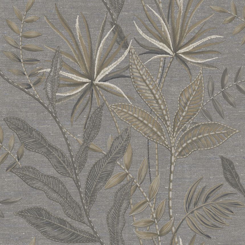 Tapeta, čierna, hnedá, listy, TN29084, Terra Nova, Decoprint