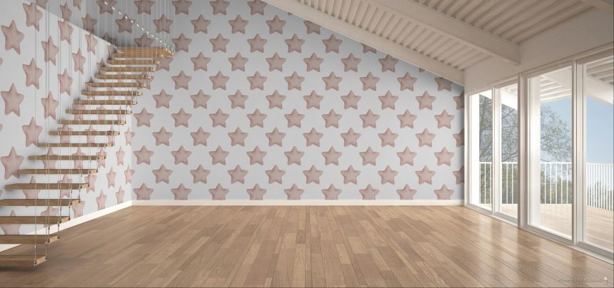 Tapeta, ružová, biela, hviezdy, 4407, Momi, Parato by Cristiana Masi