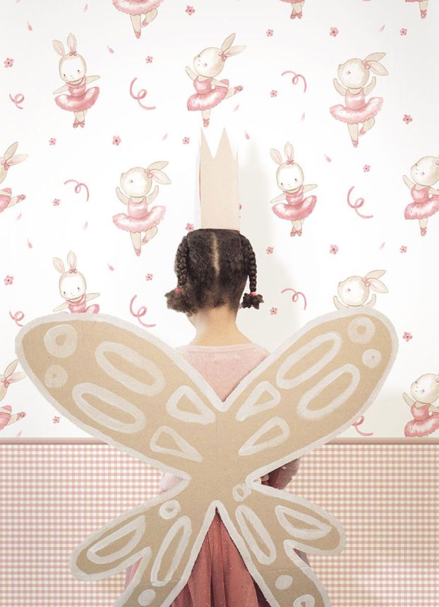Detská tapeta, ružová, béžová, zajačiky, 4430, Momi, Parato by Cristiana Masi