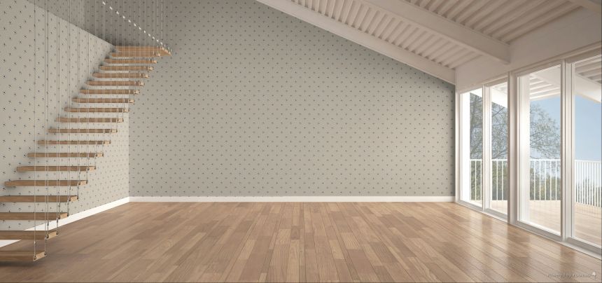 Detská tapeta, béžová, čierna, futbalové lopty, 4455, Momi, Parato by Cristiana Masi