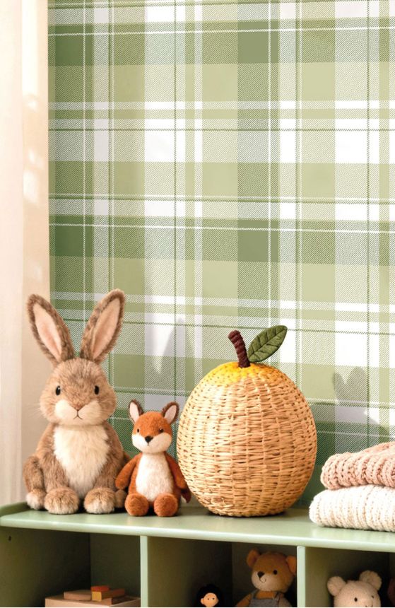 Tapeta, zelená, imitácia károvanej látky, 4490, Momi, Parato by Cristiana Masi