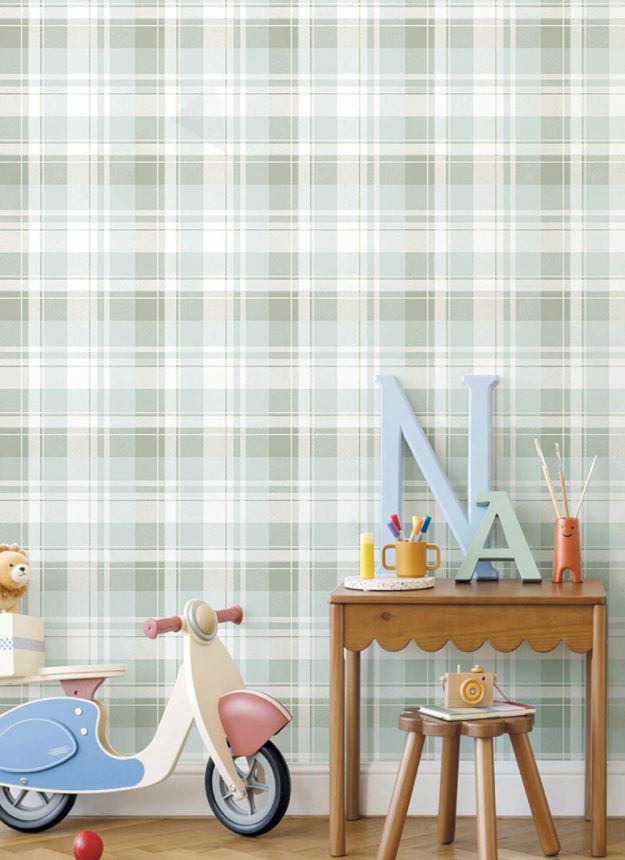 Tapeta, modrá, imitácia károvanej látky, 4492, Momi, Parato by Cristiana Masi