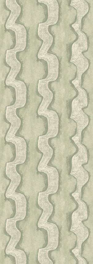 Obrazová tapeta, zelená, biela, vlnky, DGTRA304-260, Traces, Masureel